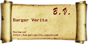 Barger Verita névjegykártya